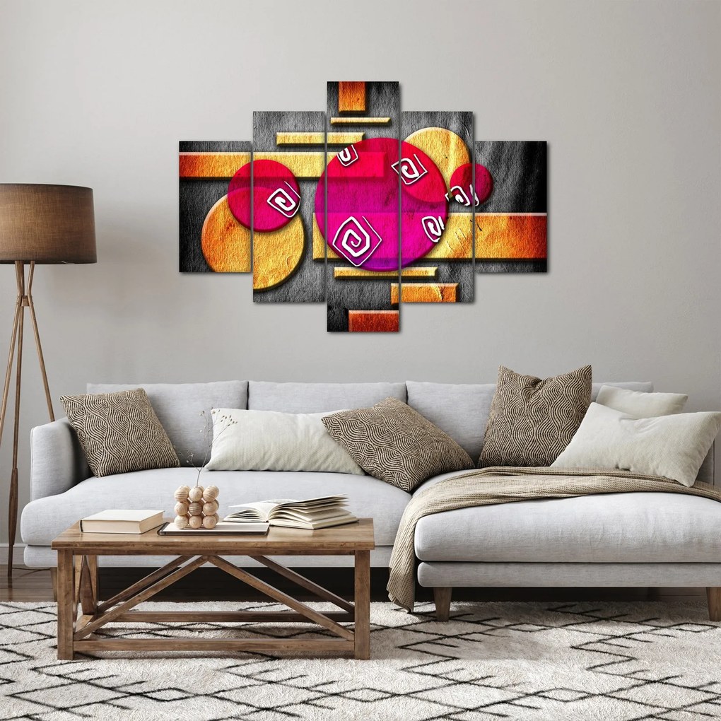 Abstraktný obraz s historickými symbolmi (150x105 cm)