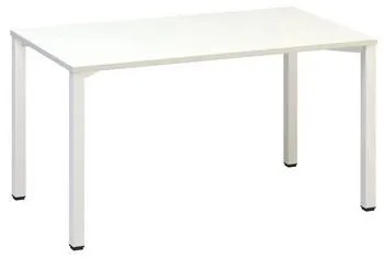 Konferenčný stôl Alfa 420 s bielym podnožím, 140 x 80 x 74,2 cm, rovné vyhotovenie, dezén biely