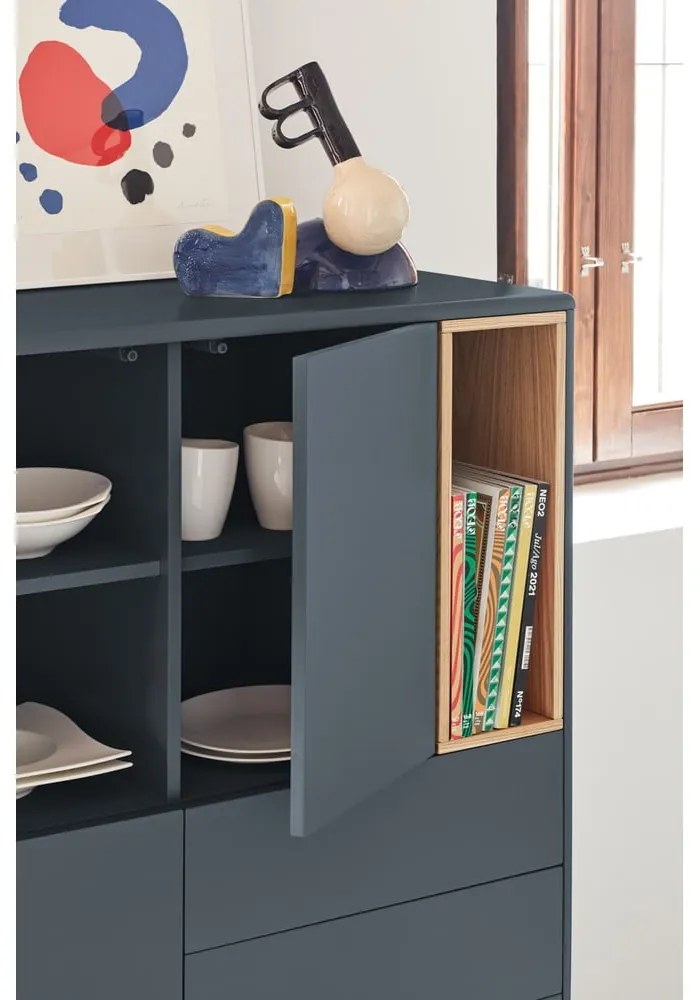 Tmavosivá vysoká komoda 100x120 cm Corvo - Teulat