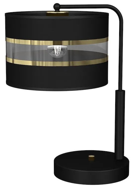 Stolná lampa Ultimo, 1x čierne/zlaté textilné tienidlo, b