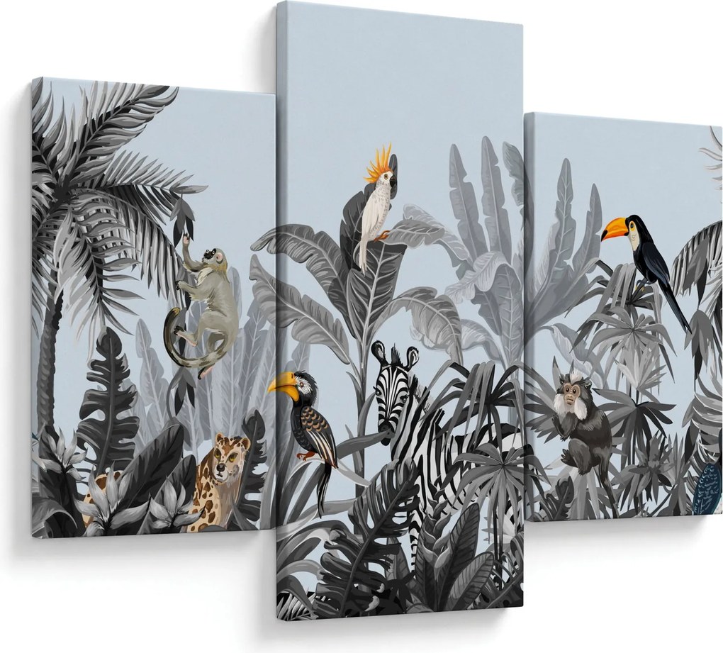 Obraz zvierat v tropickom lese (90x60 cm)