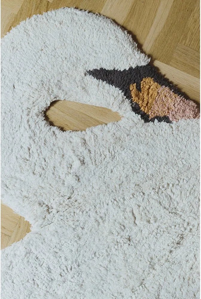 Krémový prateľný/ručne tkaný bavlnený detský koberec 100x120 cm Swan – Lorena Canals