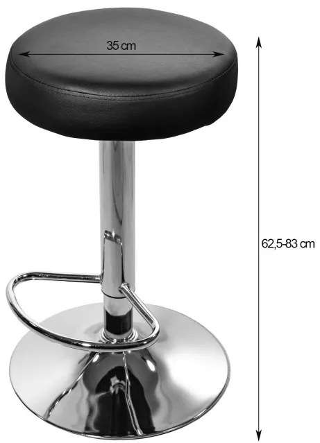 Set dvoch barových stoličiek ROJST - ekokoža / čierne (chrómová noha) 2ks