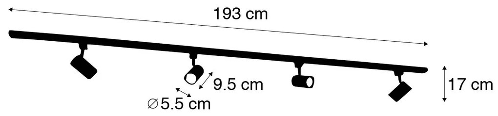 Moderný 1-fázový koľajnicový systém so 4 bielymi reflektormi - Jeana