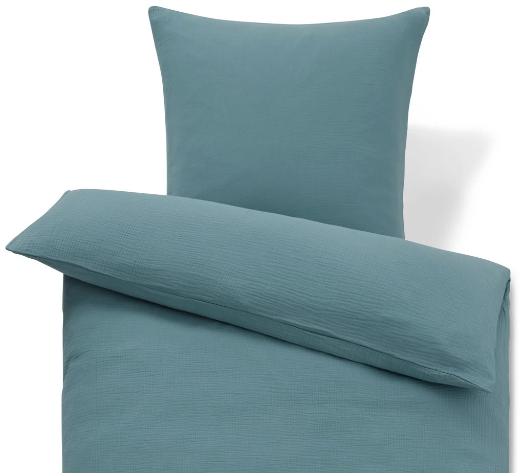 Mušelínová posteľná bielizeň, modrá, štandardná veľkosť