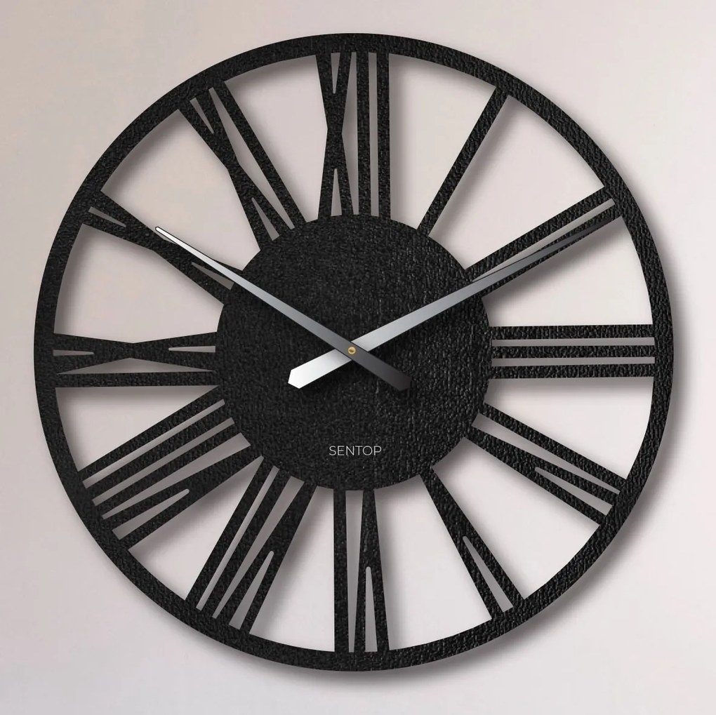 Elegantné veľké rímske hodiny na stenu | RONI: HDF - čierna 80 cm 4223-75965 HDFK027
