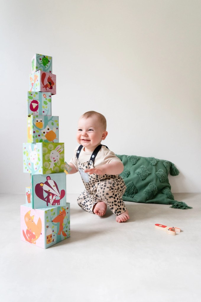 Skladacie kocky pyramída – Lesné zvieratká