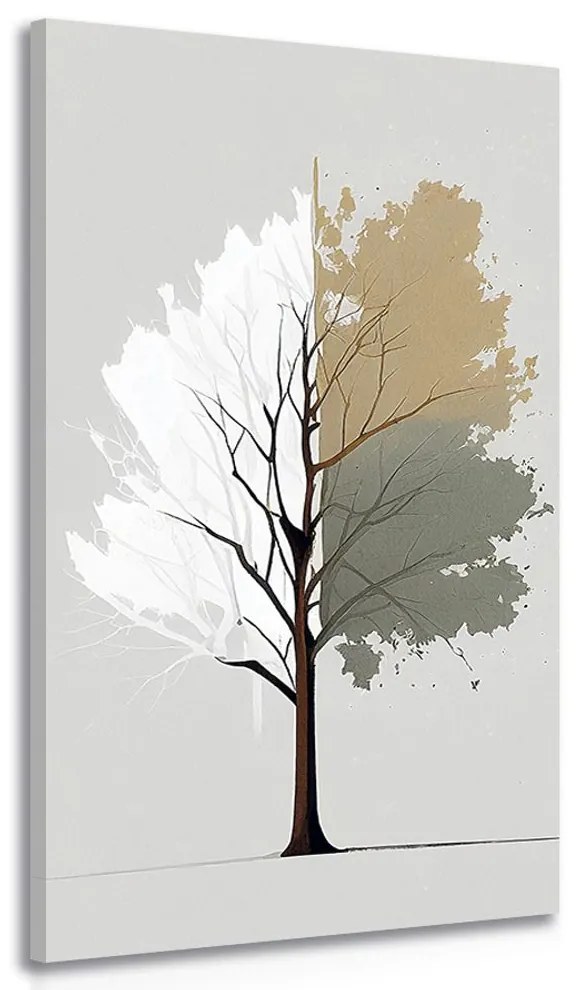 Obraz trojfarebný minimalistický strom