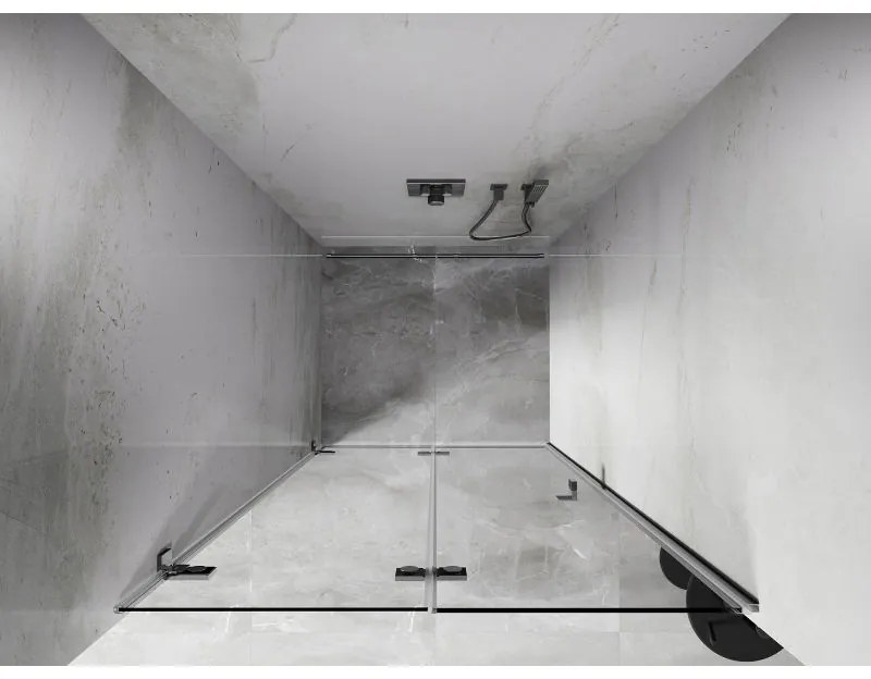 Mexen, Mexen Lunar-F skladacie ľavé sprchové dvere 85 cm, priehľadné, chróm - 836-085-000-01-00-L