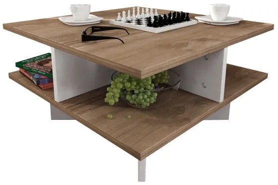 Konferenčný stolík HAMTON 31,2x60 cm hnedá/biela