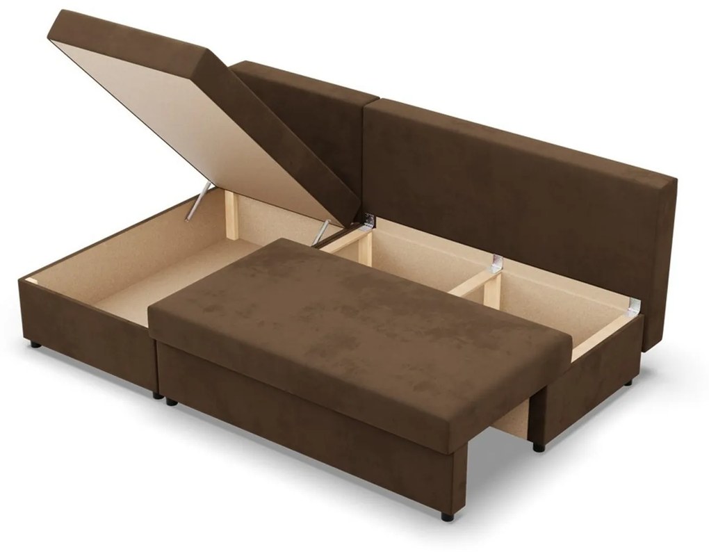 Rohová rozkladacia sedacia súprava DELI Hnedá/hnedá I