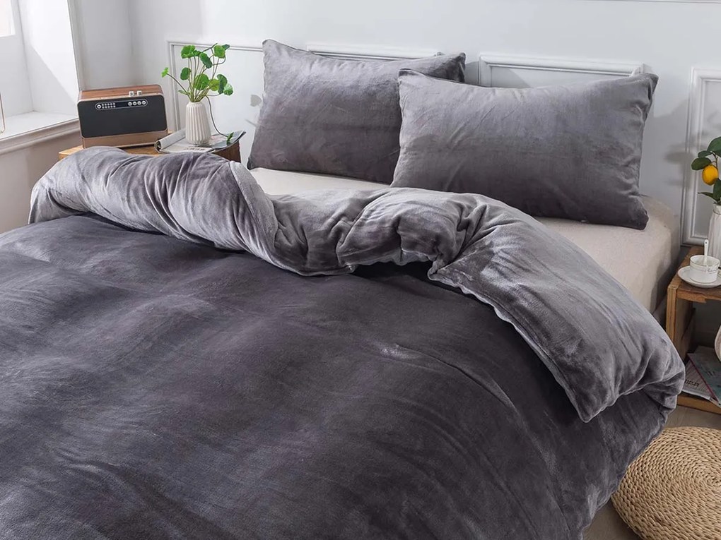 XPOSE® Mikroplyšové obliečky do postieľky JORGA Exclusive - tmavo sivé