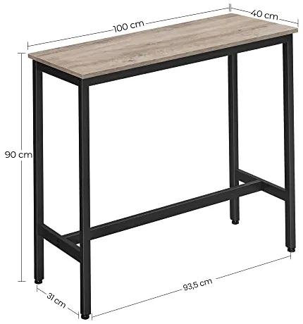Vasagle Barový stôl Bento, sivá, Čierna
