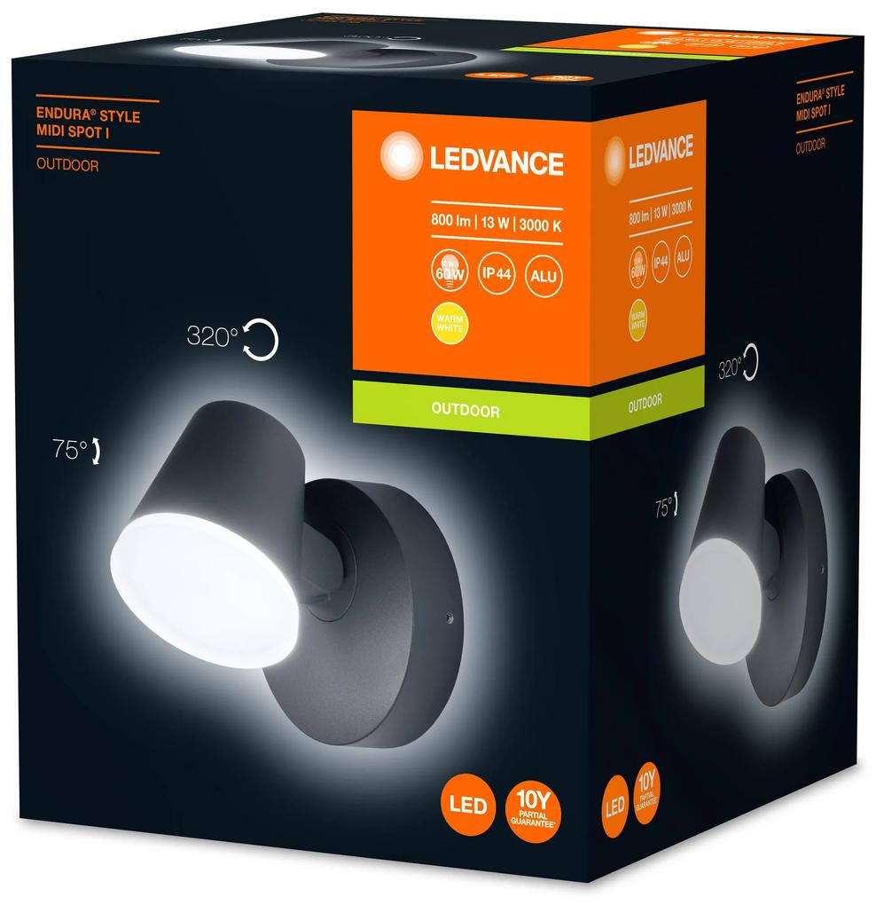 LEDVANCE Vonkajšie nástenné LED reflektory ENDURA STYLE MIDI SPOT, 12,5 W, teplá biela, IP44