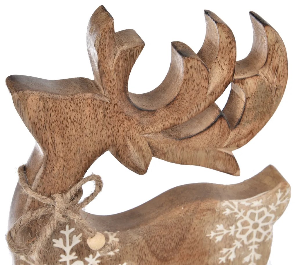 4Home Dekorácia z mangového dreva Snowflake Deer, 33 cm