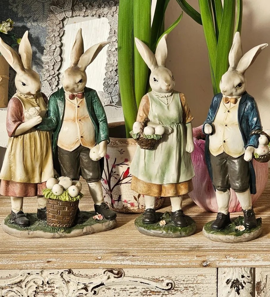 Dekorácia králičia mamka s košíčkom vajíčok - 9*8*25 cm