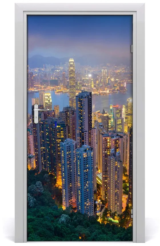 Fototapeta samolepiace na dvere Hongkong noc 85x205 cm