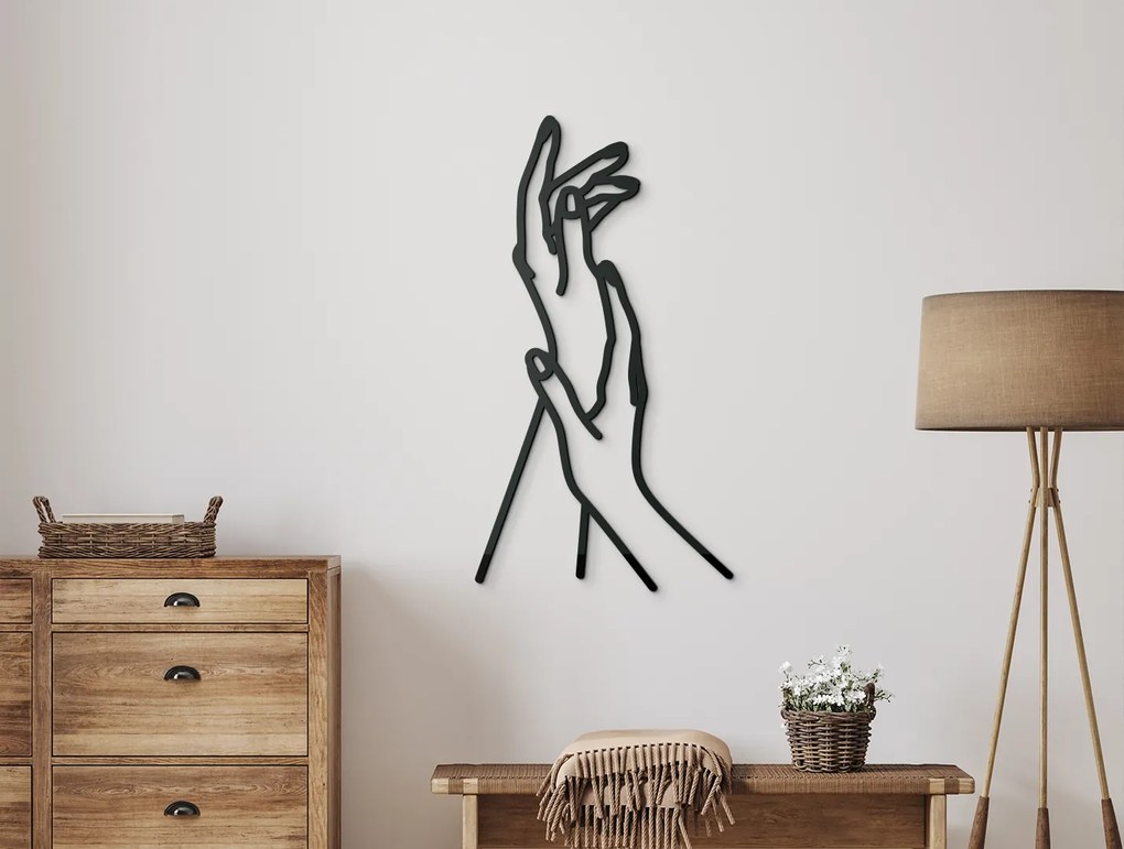 drevko Minimalistický obraz Dotyk Rozmer obrazu: 44,5 x 24 cm, Farba dekorácie: Čierna