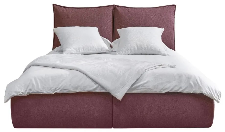 Ružová čalúnená dvojlôžková posteľ s úložným priestorom a roštom 160x200 cm Garancia – Bobochic Paris