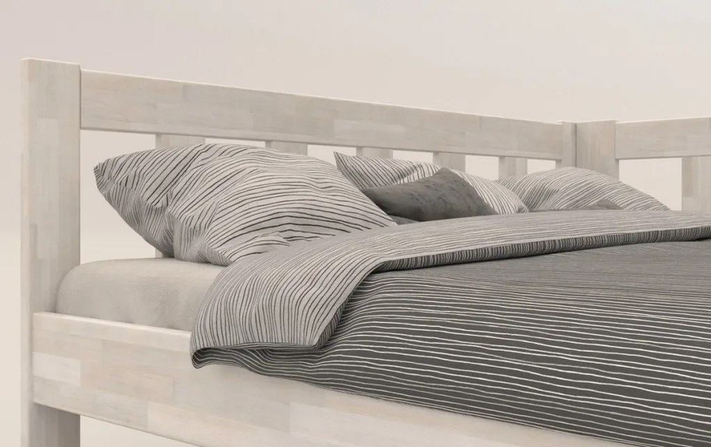 Rohová posteľ so zástenou vpravo Tema P 180x200 cm, bielený buk