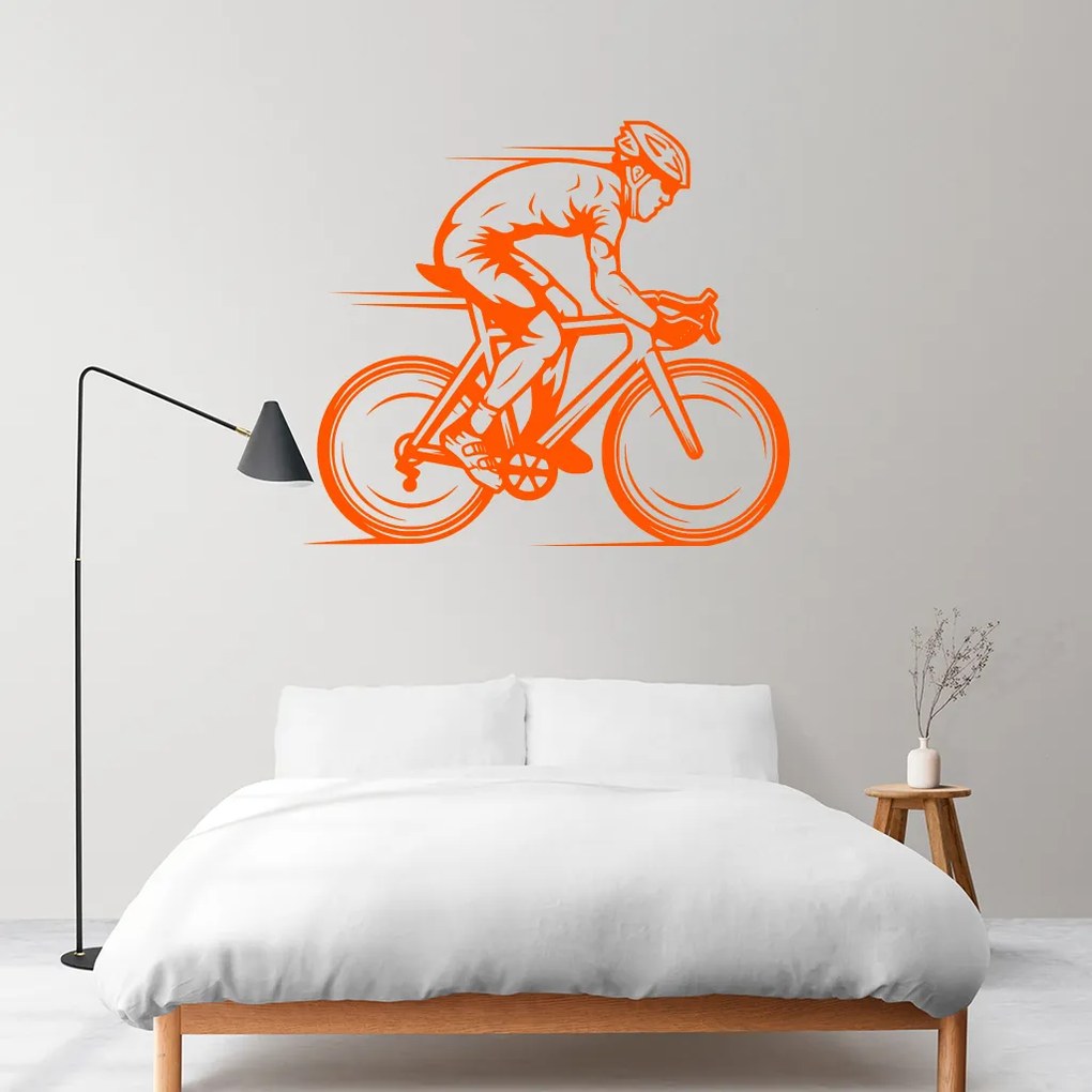 Veselá Stena Samolepka Pretekár v Cyklistike Farba: růžová, Veľkosť: 100 x 86 cm