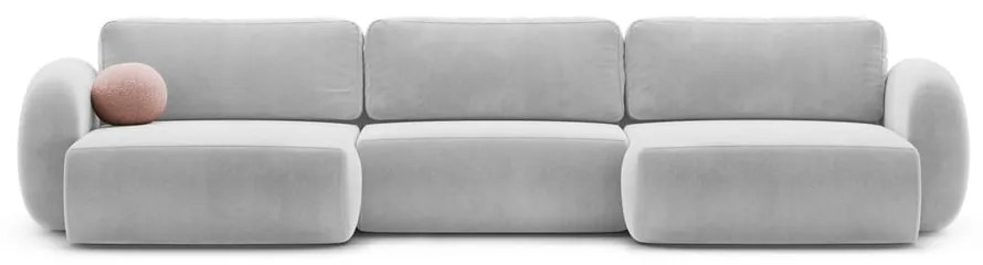 Svetlosivá zamatová rozkladacia/s úložným priestorom rohová pohovka (do tvaru "U") Tonale – Cosmopolitan Design