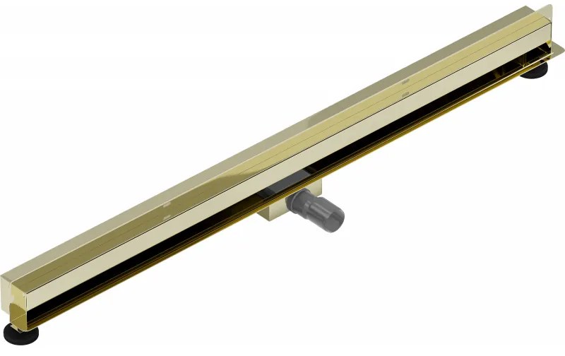 Mexen Flat nerezový sprchový žľab na stenu 120 cm vzor 2v1, zlatá, 1530120