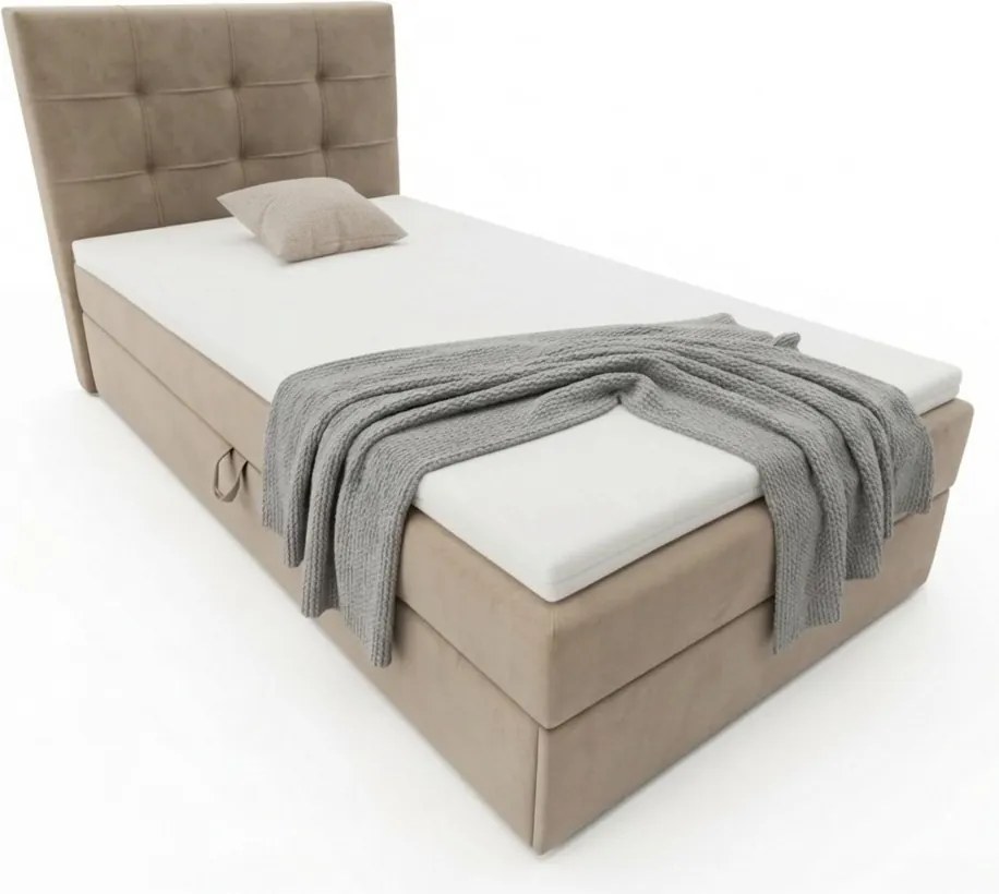 Čalúnená posteľ boxspring DIRELIS TRINITY 90x200 cm béžová Matrac: Bonell pružinová matrac