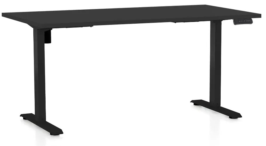 Výškovo nastaviteľný stôl OfficeTech B, 160 x 80 cm, čierna podnož, čierna