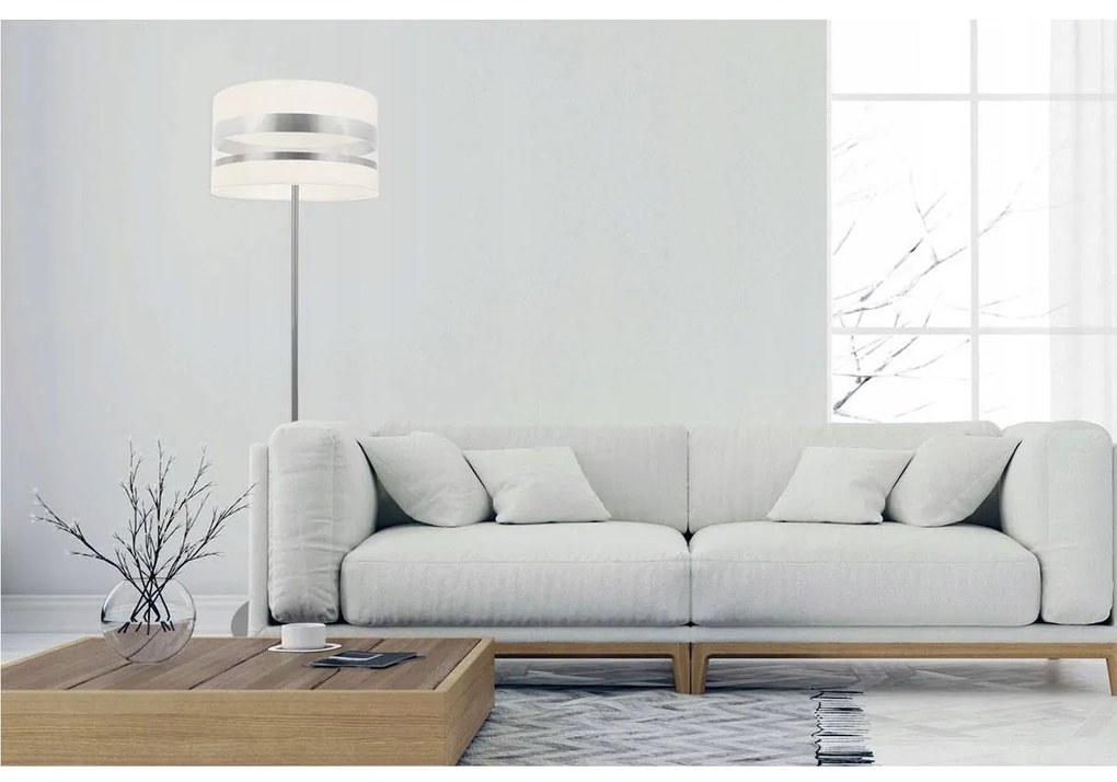 Stojacia lampa Intense Chrome, 1x textilné tienidlo (výber zo 6 farieb), (výber z 3 farieb konštrukcie), (fi 35cm), o