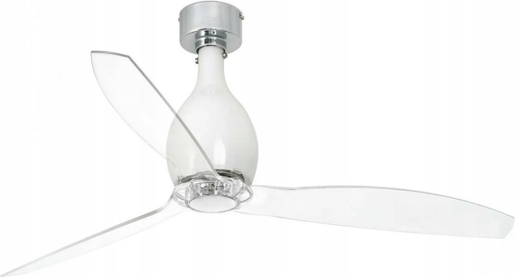 Stropný ventilátor Faro Mini Eterfan M, biely/transparentný, DC motor, Ø128