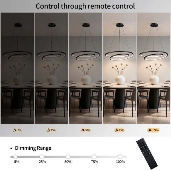 Brilagi-LED Stmievateľný luster na lanku TWISTER LED/75W/230V pr. 70 cm čierna +DO