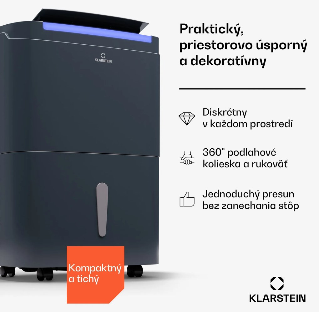 Klarstein DryFy Pro Connect Smart, Odvlhčovač vzduchu, WiFi, Kompresný, 30l/d, 25-35m²