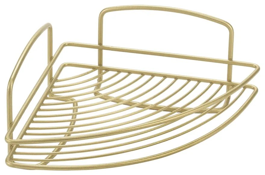 Rohová oceľová kúpeľňová polička v zlatej farbe Onda – Metaltex