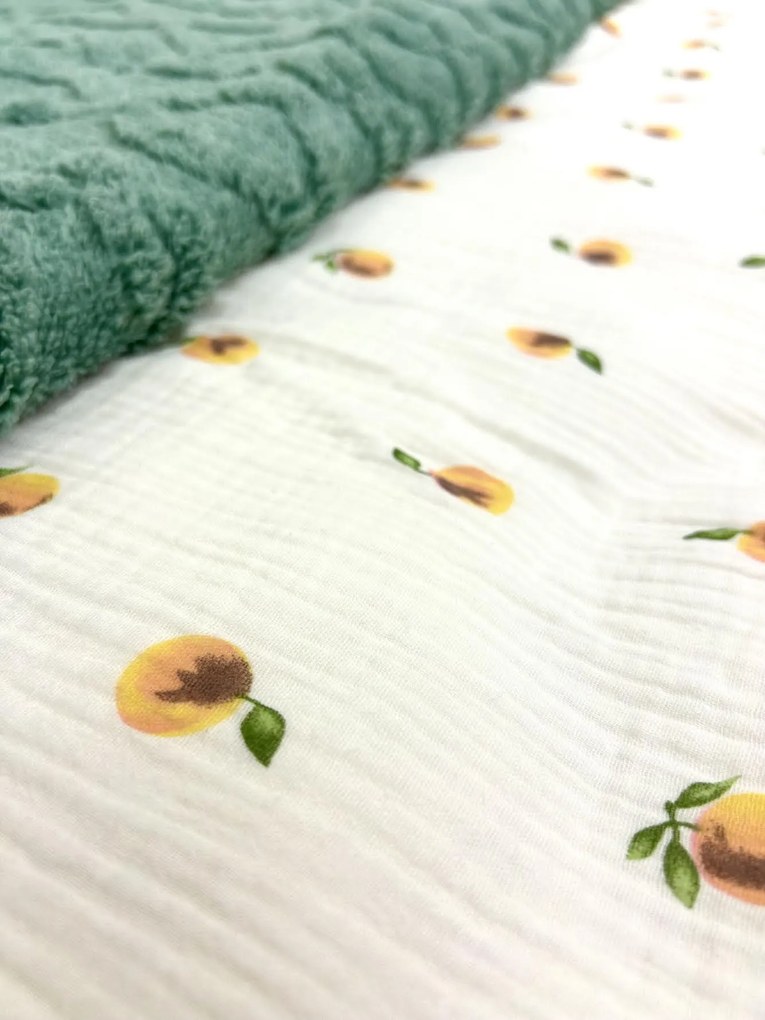 Letné mušelínové obliečky Peach 140x200 – broskyňový motív, 100 % bavlna, jemné, priedušné, hypoalergénne