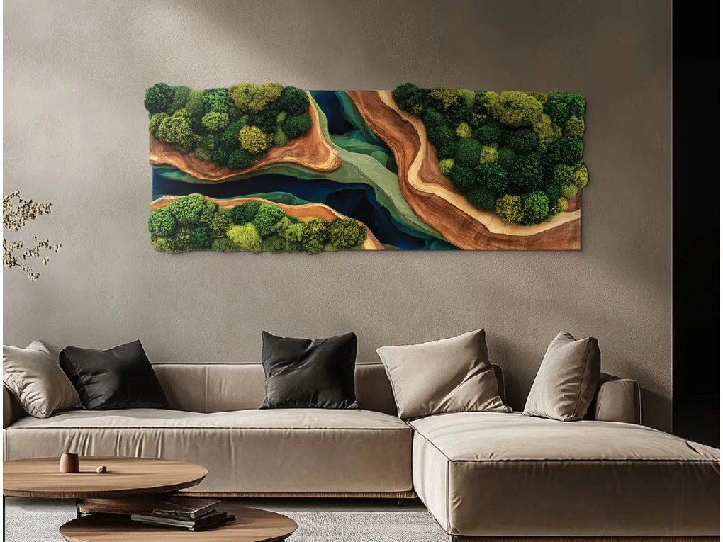 drevko |  Tlačený machový obraz Prelínanie (imitácia)  35 x 90 cm