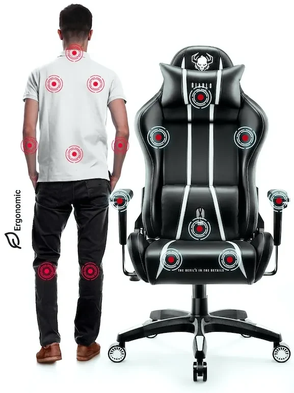 Herné kreslo Diablo X-One 2.0 King Size: čierno-bielý Diablochairs