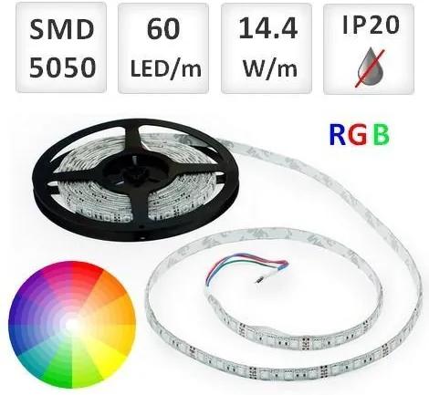 Optonica 1m RGB LED pásik do interiéru 60 SMD5050 14.4W/m, IP20