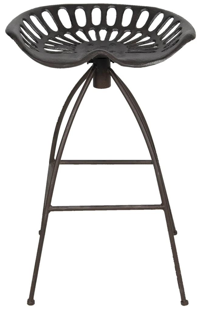 Hnedá kovová barová stolička v retro štýle Gysbert- 47 * 35 * 60/68 cm
