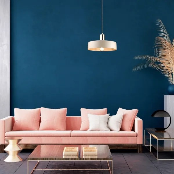 Luster na lanku LATTE 1xE27/60W/230V béžová/čierna/lesklý chróm