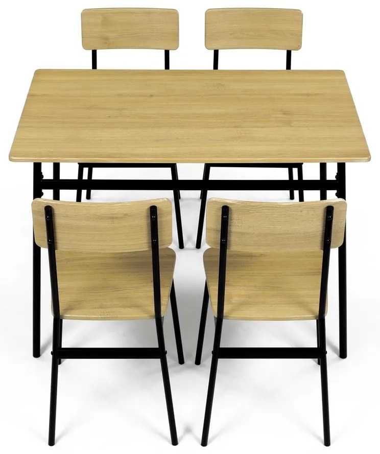 Jedálenský set Industrial so 4 stoličkami, 110 x70 x 76 cm, divoký dub