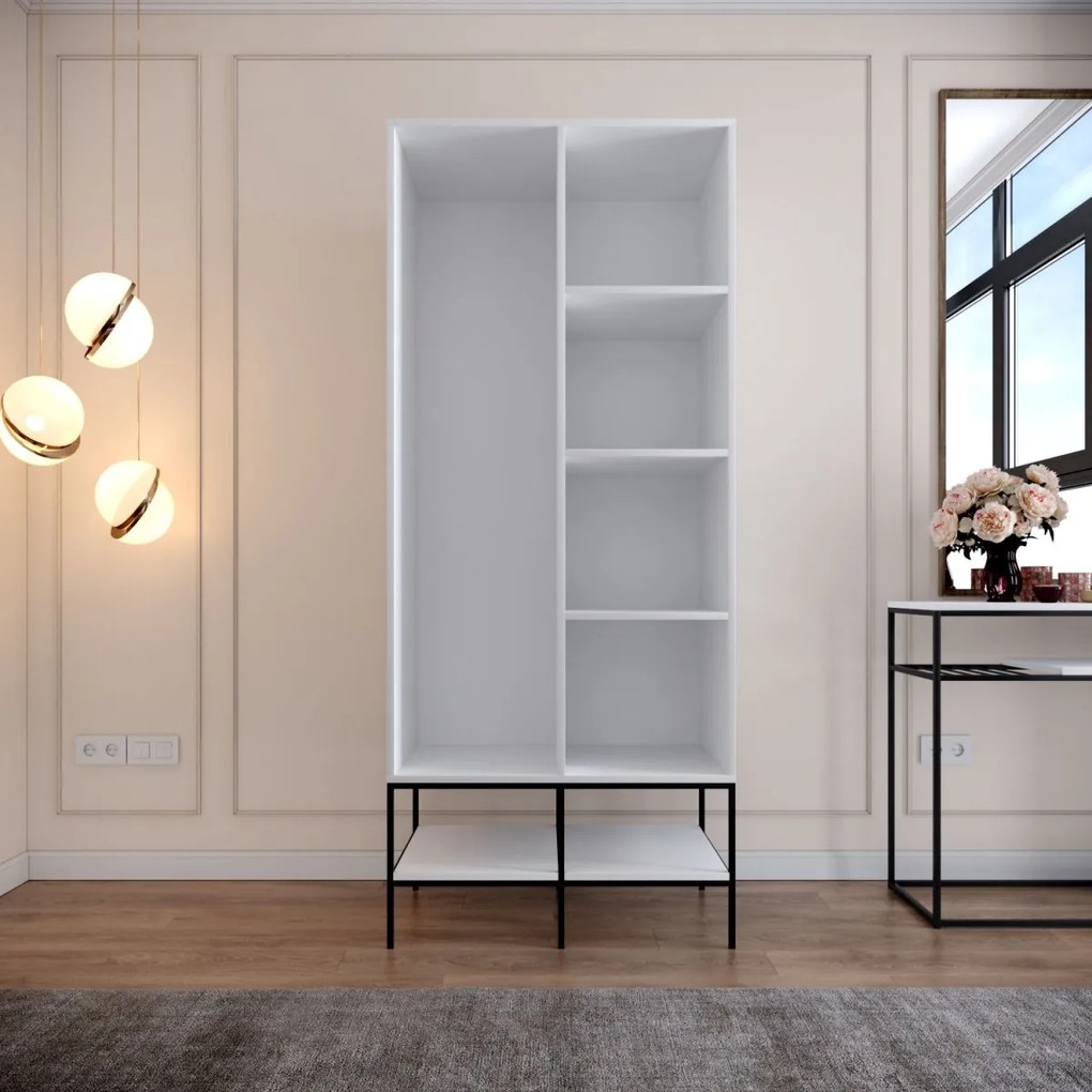 Šatníková skriňa Martin I 84 cm biela mramor/zlatá