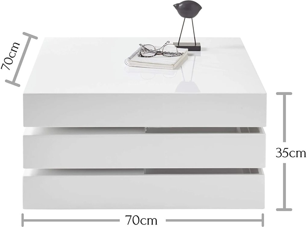 Sconto Konferenčný stolík SEATTLE biela, vysoký lesk