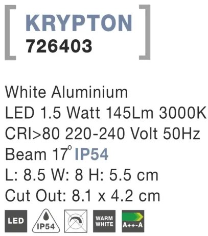 Vonkajšie LED svietidlo Krypton 85 biele