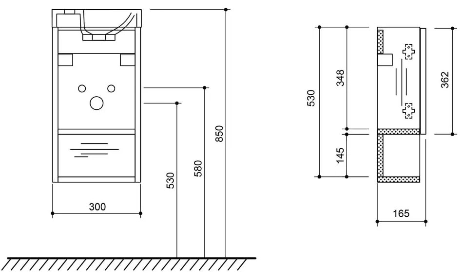 Závesná skrinka bez umývadla v dekore duba v prírodnej farbe 30x53 cm Latus Xi – Sapho