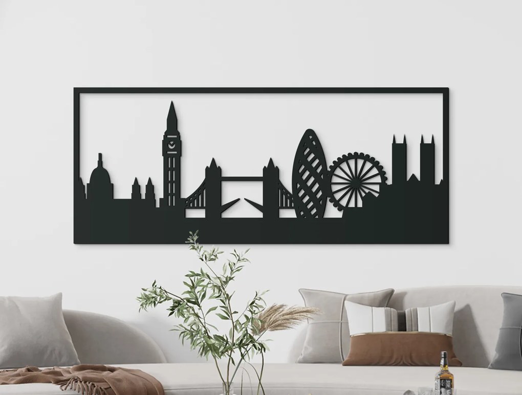 drevko Obraz Londýn Rozmer obrazu: 37 x 89 cm, Farba dekorácie: Čierna