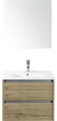 Kúpeľňový nábytkový set Sanox Dante farba čela dub prírodný ŠxVxH 61 x 170 x 46 cm s keramickým umývadlom a zrkadlovou skrinkou