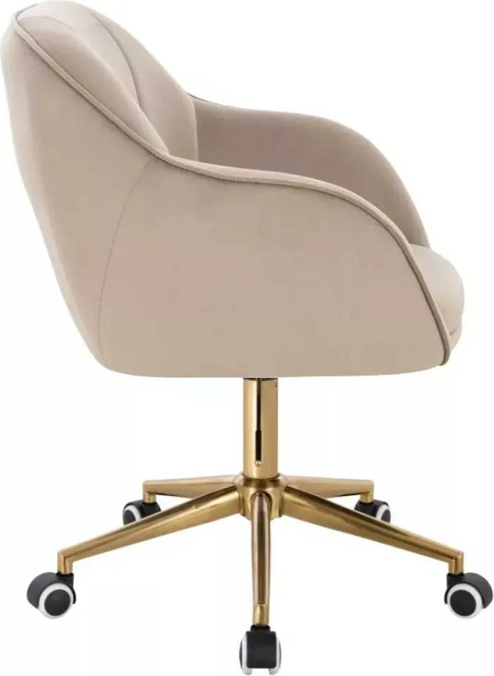 LuxuryForm DESIGN Stolička AVOLA VELUR na zlatej podstave s kolieskami - latte