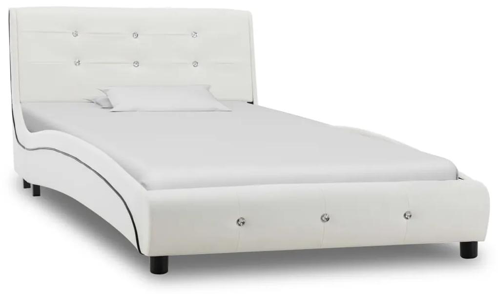 vidaXL Rám postele biely umelá koža 90x200 cm