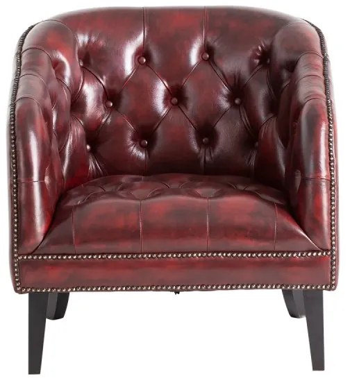 furniture-nabytek.cz - Kreslo Chesterfield Oakland z masívnej pravej kože, červené